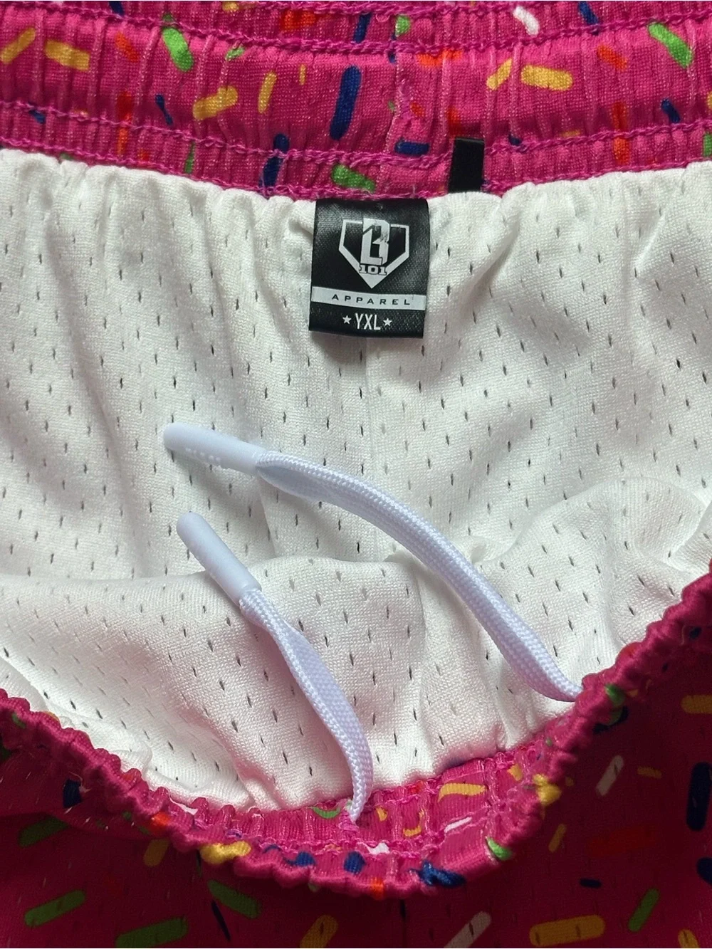 NWT BL101 Ice Cream Youth Shorts Polyester Sprinkles Pink Baseball YXL